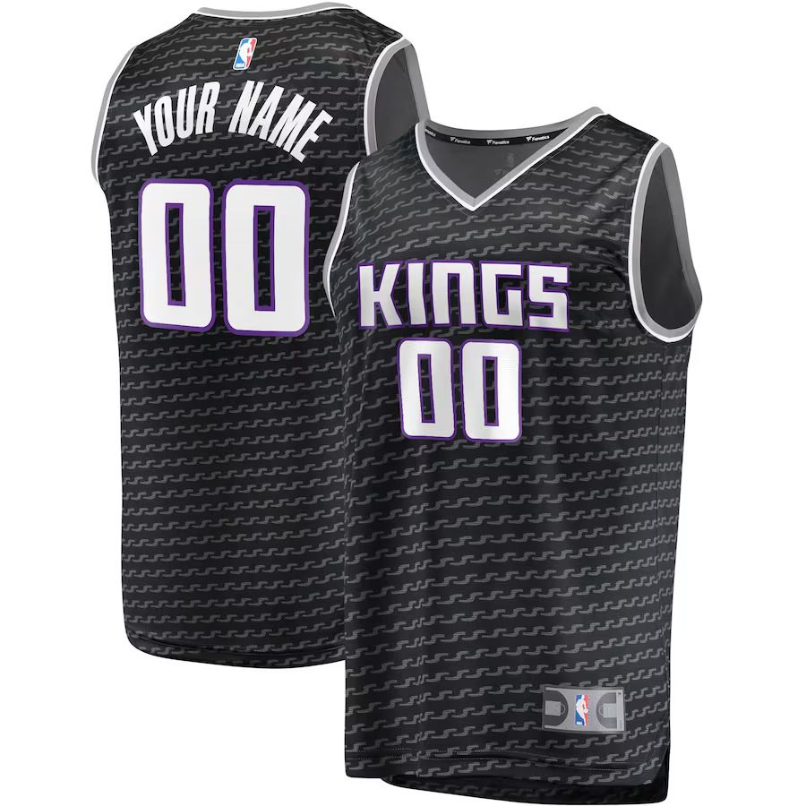 Men Sacramento Kings Fanatics Branded Black Fast Break Custom Replica NBA Jersey